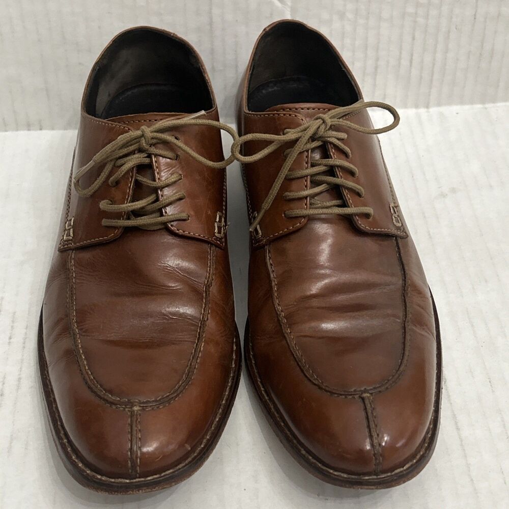 Cole Haan Oxford Brown Leather Apron Split Round Toe Lace Up Shoes Size 9M